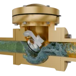 swing-check-valve-internal-structure-3d-animation-fluid-open 旋启式止回阀|流体模拟短视频素材
